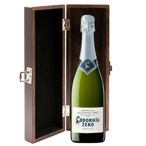 Codorniu Zero Alcohol Free Sparkling Wine 75cl in Elm Wood Gift Box